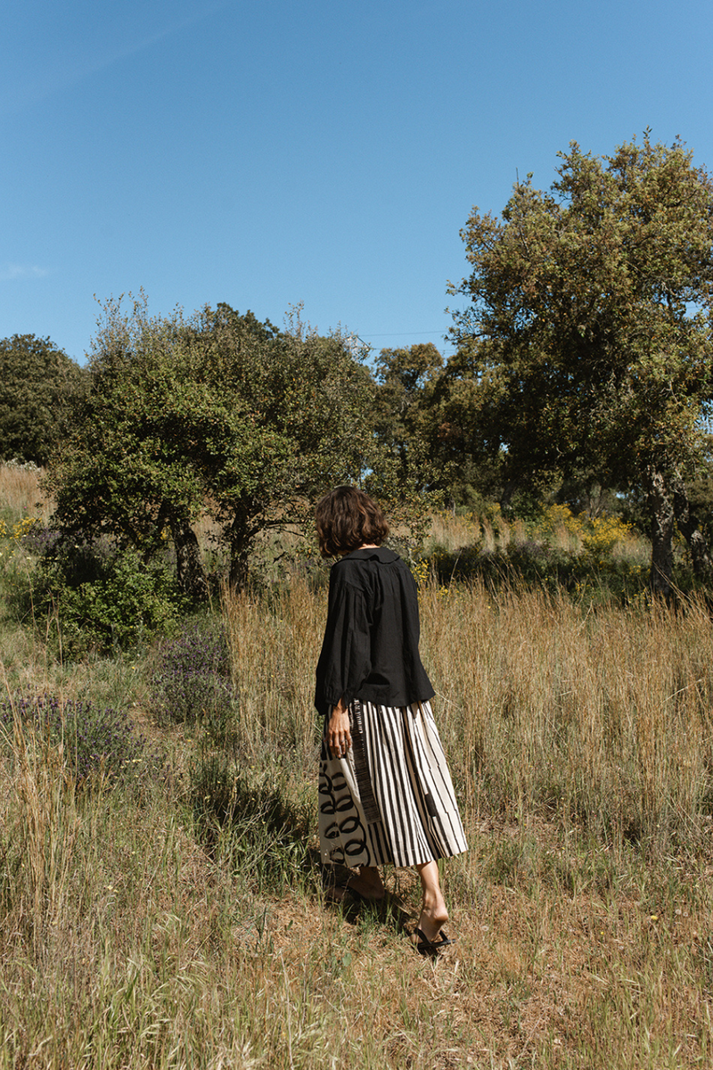 Foundational Blouse-Black cotton muslin top/shirt by World of Crow in black for women Worldwide