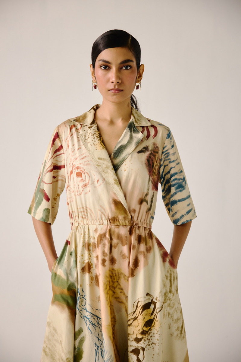 Print Blocked Dress - Abstract cotton by CORD for women Worldwide