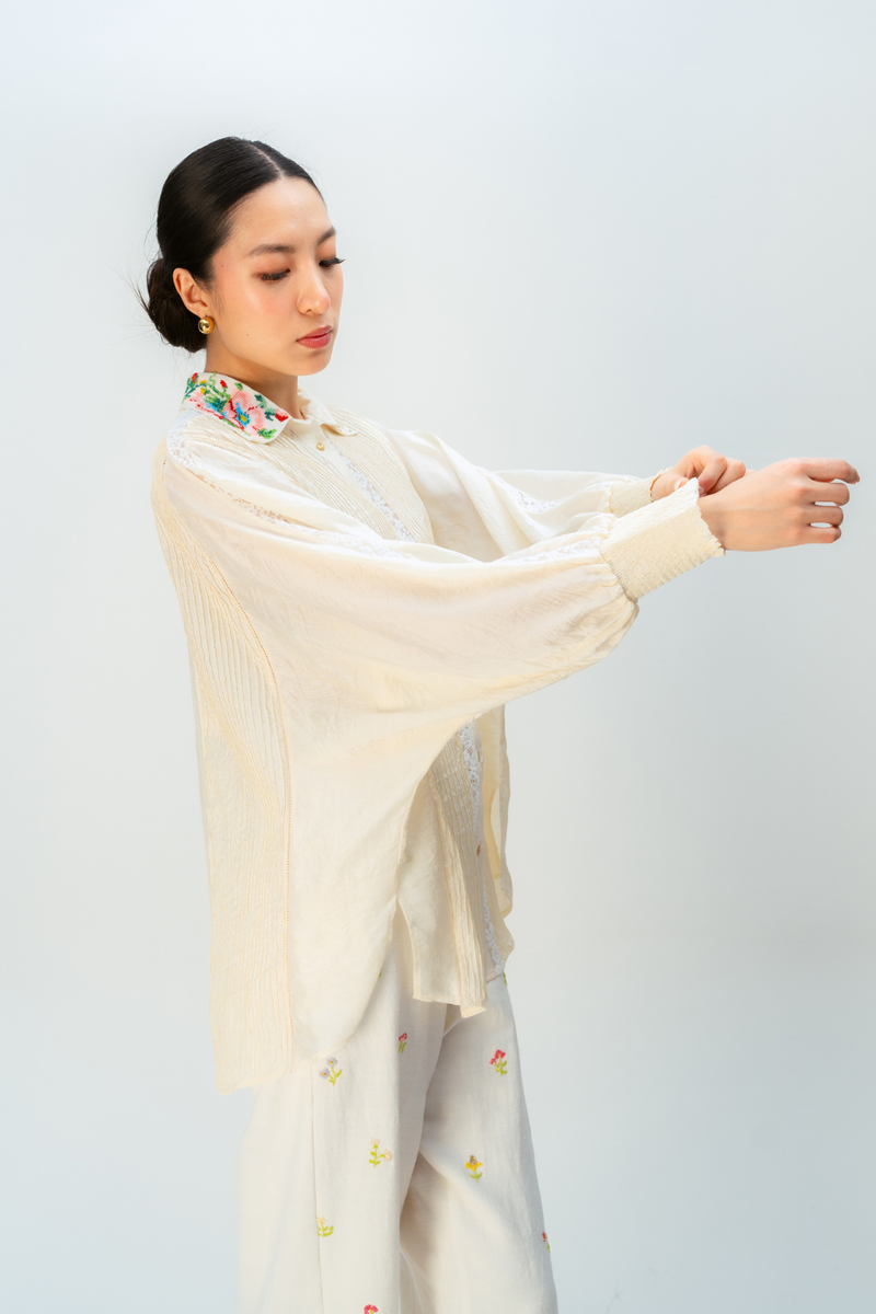 DREAM HOUR SHIRT silk top/shirt by Ode to Odd in off white for women Worldwide