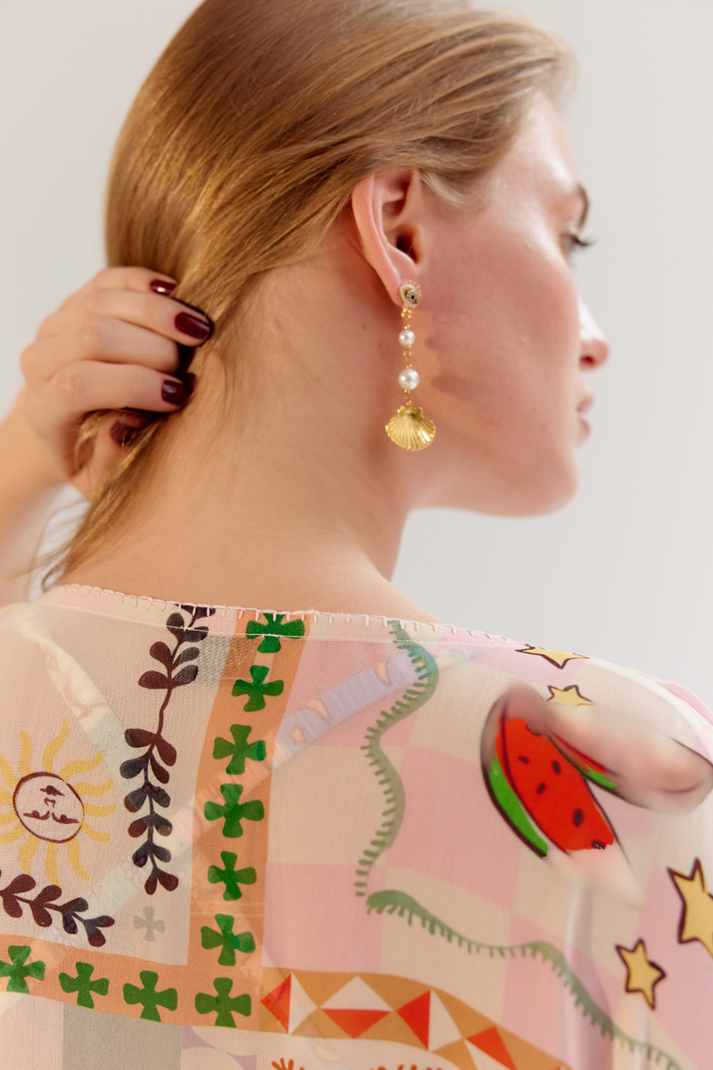 June Coverup (long) - Boardgame georgette by NOIB for women Worldwide