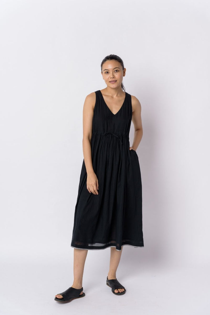 Black front tie - up dress - Black Dress by World of Crow in black color for women Worldwide