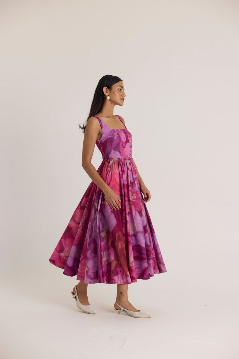 VIOLET CHERRY DRESS cotton by Yam in pink color for women Worldwide