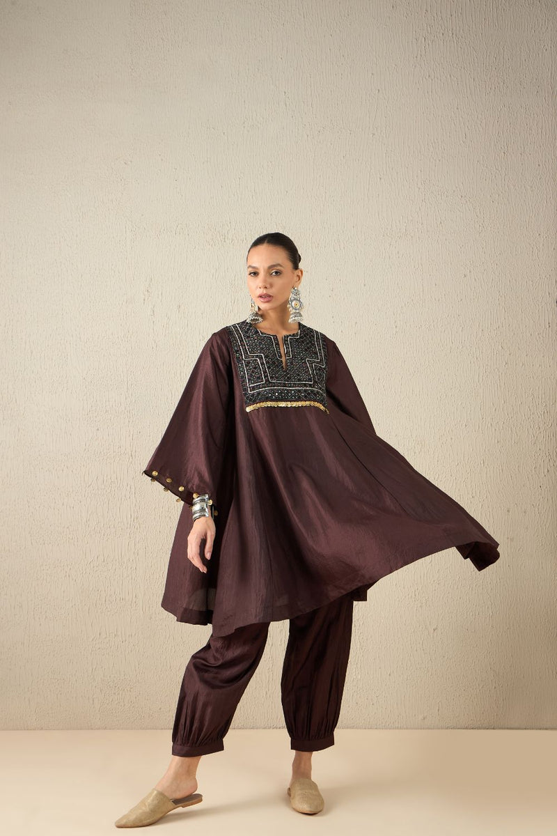 AFGHANI SILK SET silk by Aavidi in yellow color for women Worldwide
