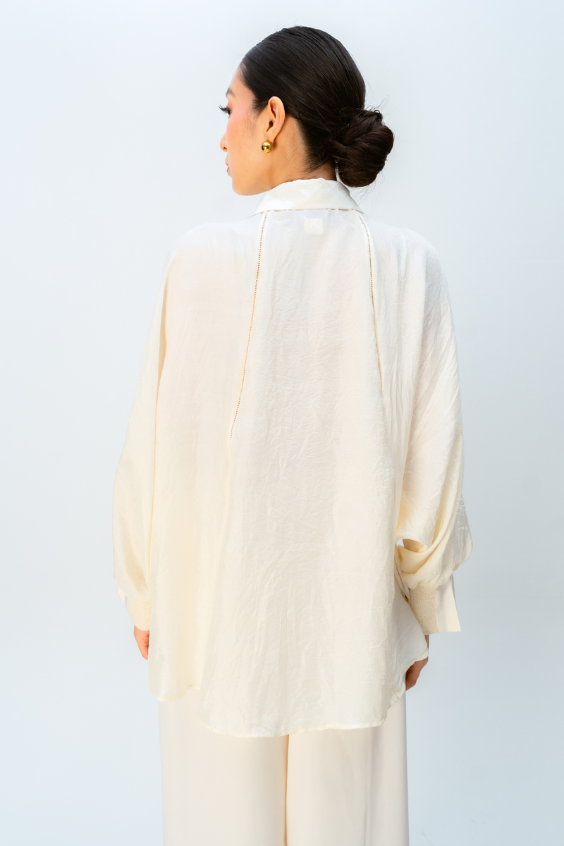 BLUSH MELLOW SHIRT silk top/shirt by Ode to Odd in off white for women Worldwide