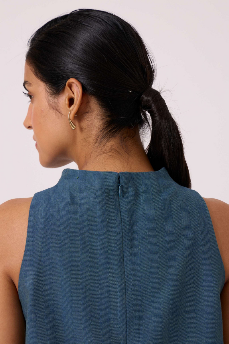 Ernest Blue Handwoven Cropped Top cotton by The Summer House in green color for women Worldwide