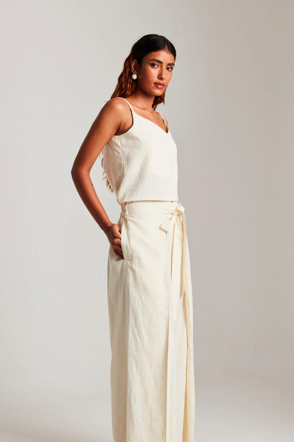 Vanilla Co-Linen Camisole Top & Wrap Pants