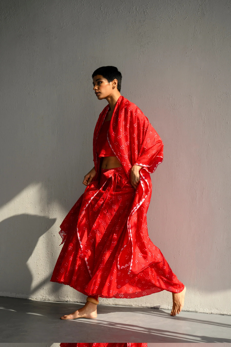 SERENA BANDHANI SKIRT & JACKET silk by Ituvana for women Worldwide