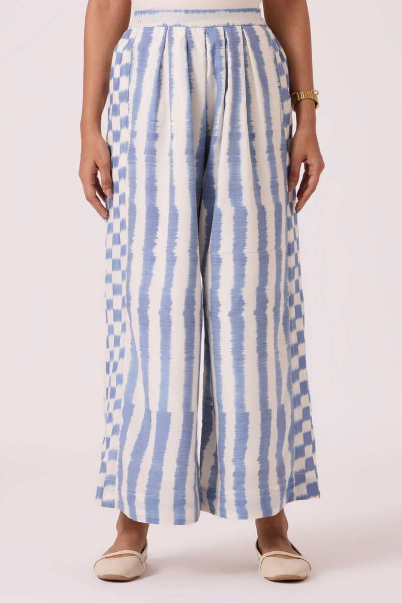 Ivan Blue Striped Ikat Pants cotton by The Summer House in blue color for women Worldwide