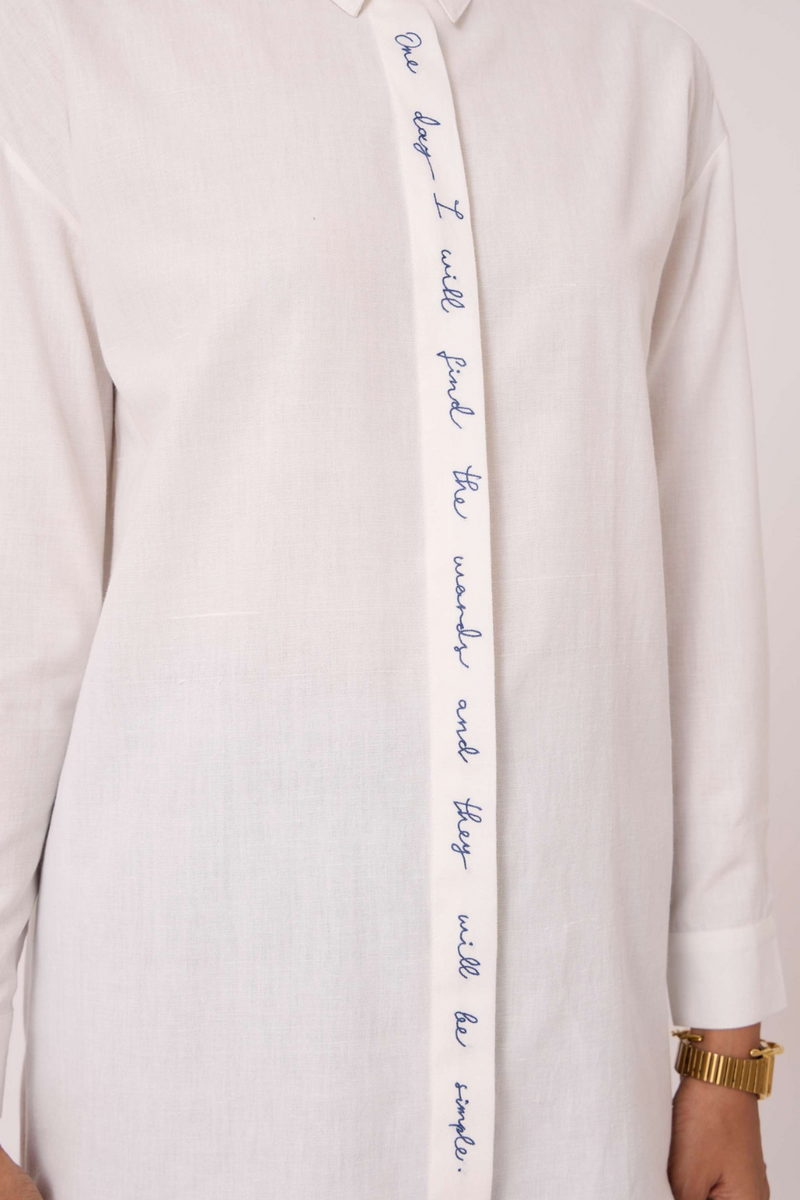 Kerouac Handwoven Embroidered Shirt cotton by The Summer House in white color for women Worldwide