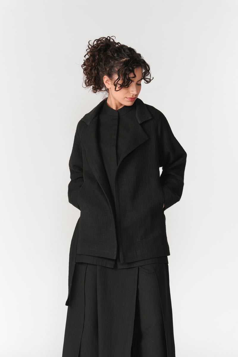 Chenille Short Overcoat jacket/overlay by Turn Black in black for women Worldwide
