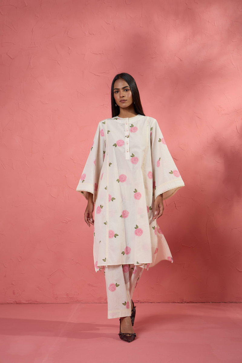 Gul Rose Set 1 cotton cambric light kurta set by AAVIDI in multicolor for women Worldwide