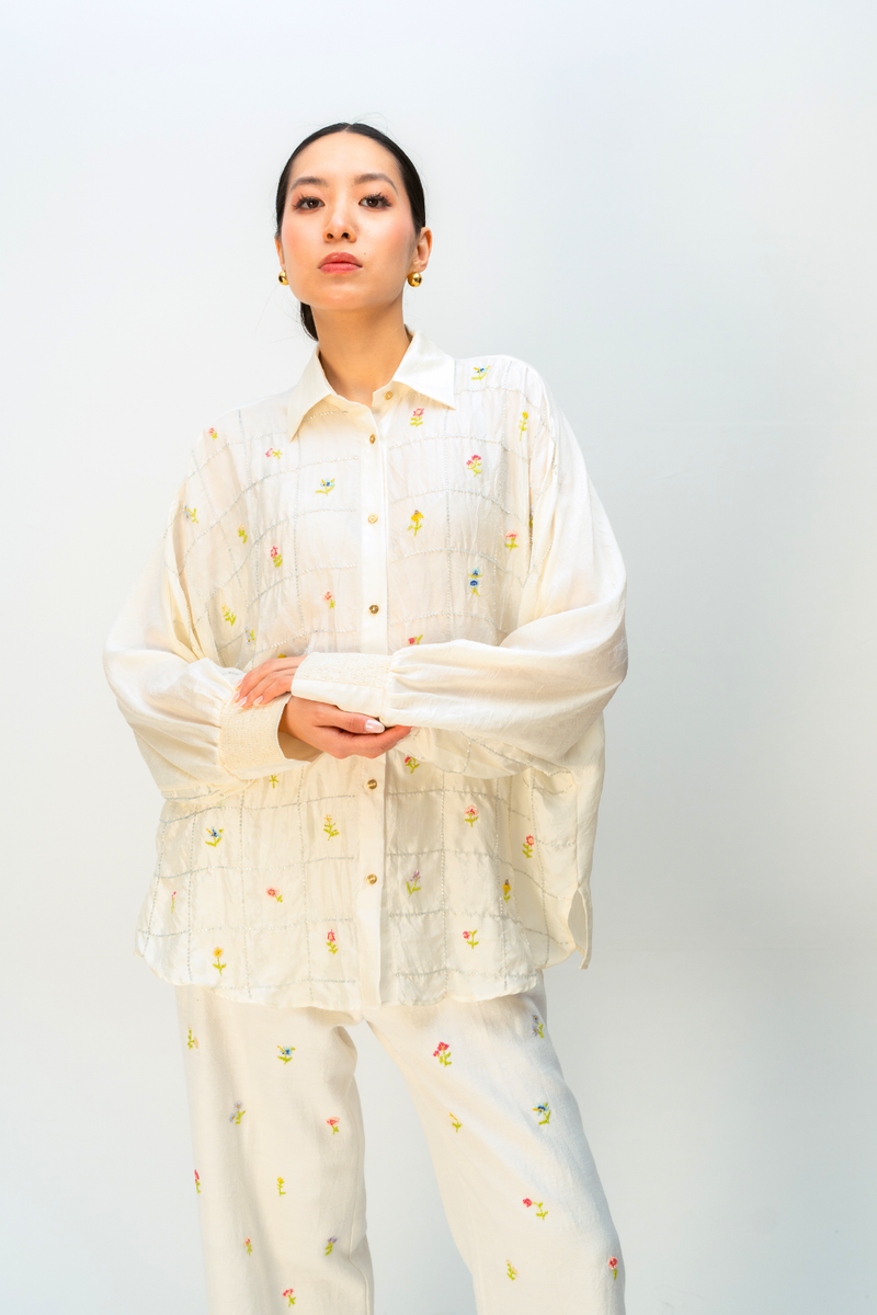 TWILIGHT ORCHARD SHIRT silk top/shirt by Ode to Odd in off white for women Worldwide