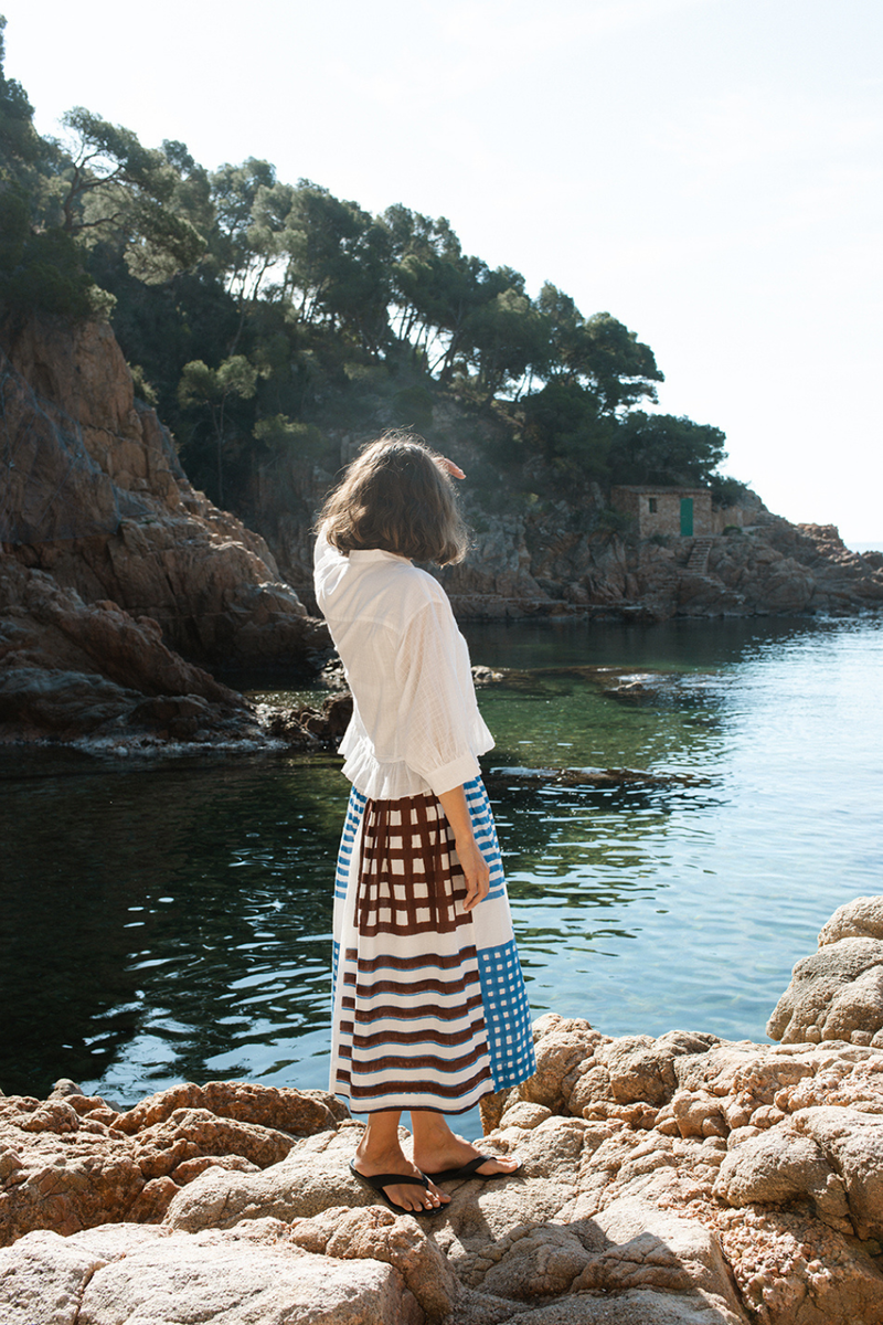 The Scarlet Frill Top-White cotton muslin top/shirt by World of Crow in white for women Worldwide