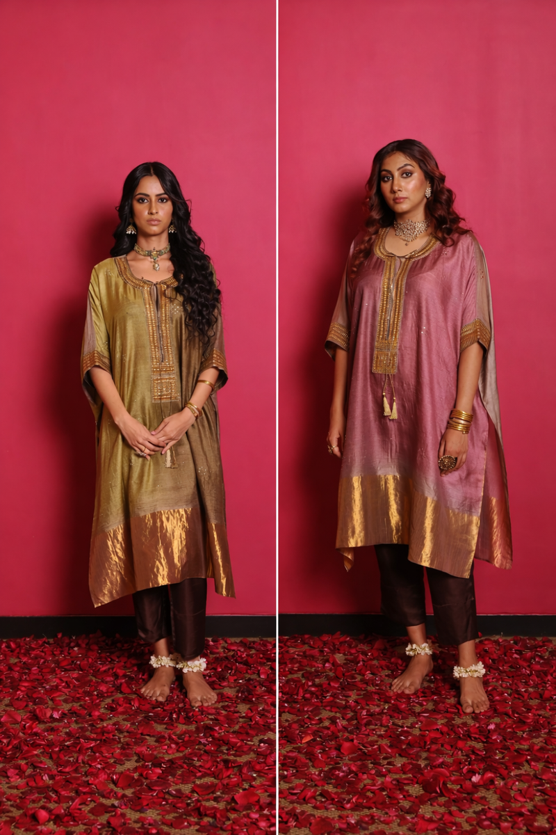 Tussore Silk shaded Baadla Kurta & Pant Set silk by Sabo by Sabina for women Worldwide