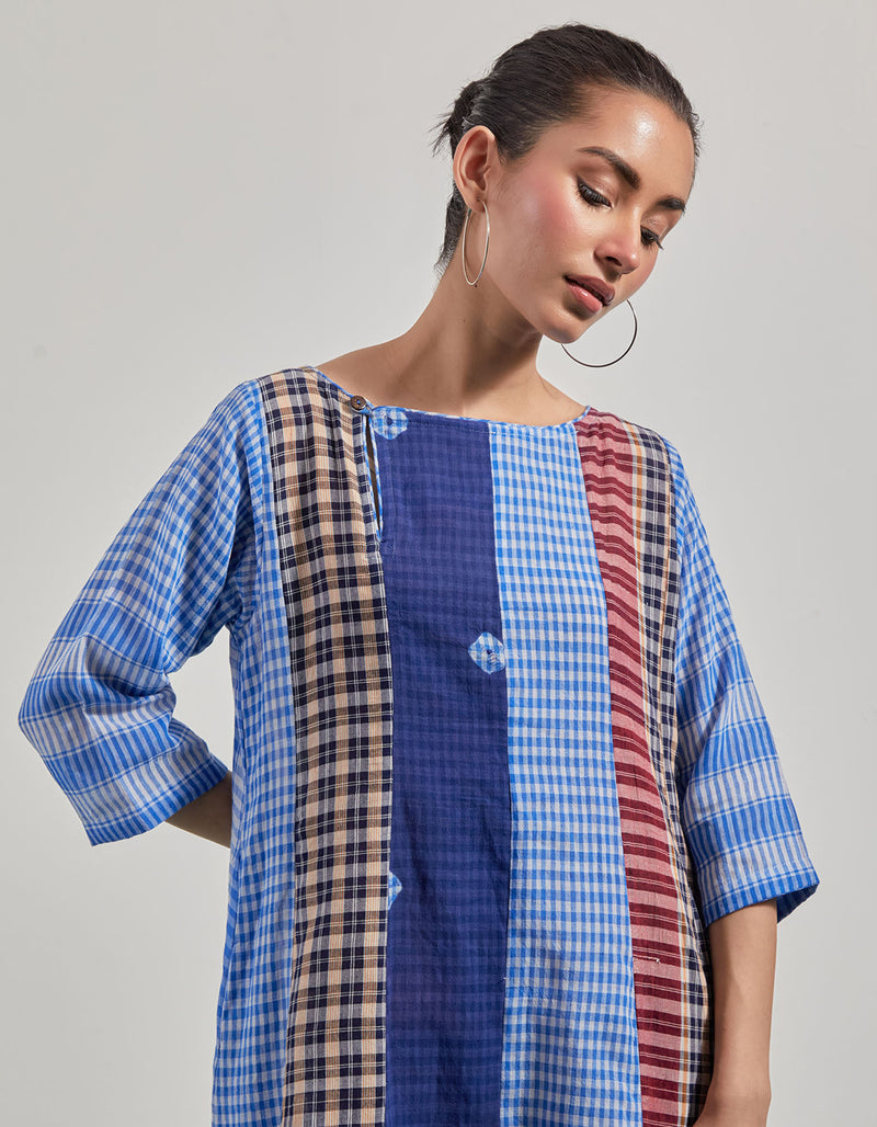 The Sarus Dress gamcha dress by 145 East in blue for women Worldwide