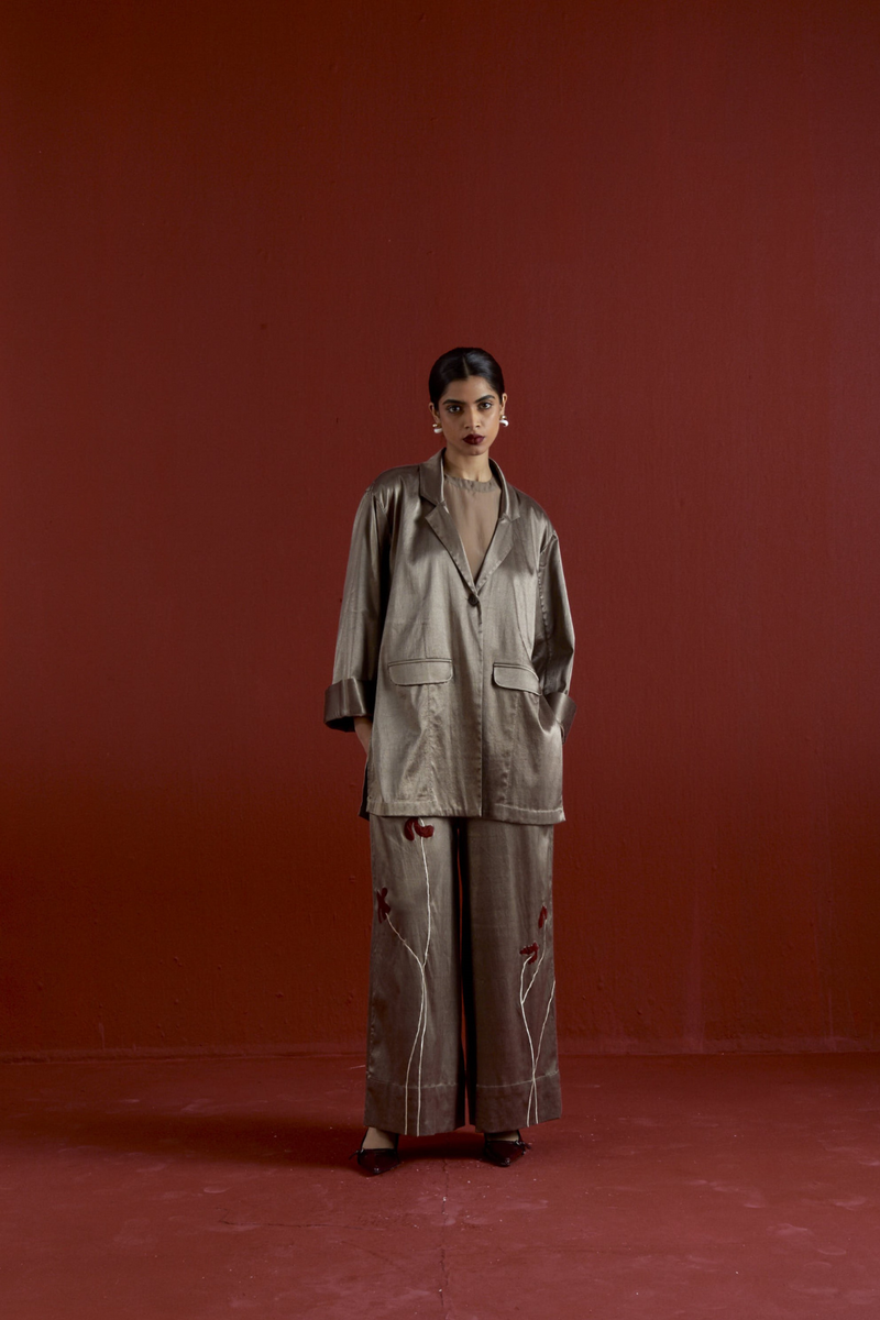 WIDE SLEEVE JACKET CO-ORD-CEDAR satin by THREE for women Worldwide