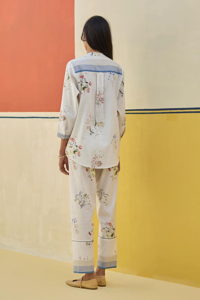 Vani Watercolour Floral Co-ord Set
 -Ivory by Manan in ivory color for women Worldwide