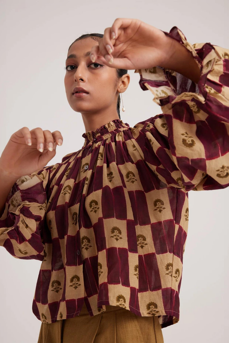 Elsa Top-Stamp Checks cotton by CORD for women Worldwide