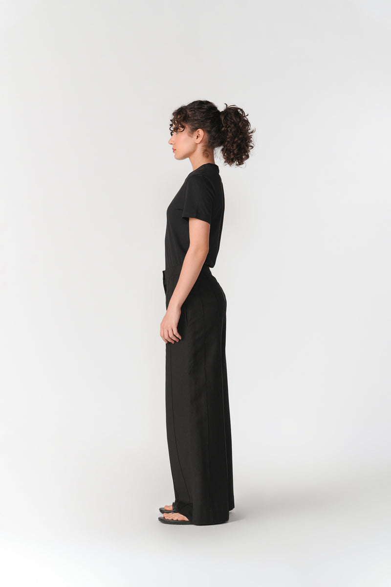 Wide Leg Pin-Tuck Pants pant/trouser by Turn Black in black for women Worldwide