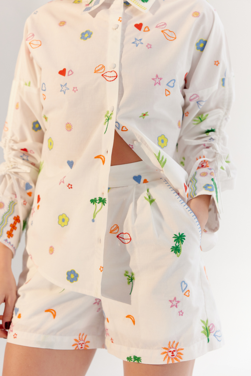 Mia Shorts - White poplin by NOIB for women Worldwide