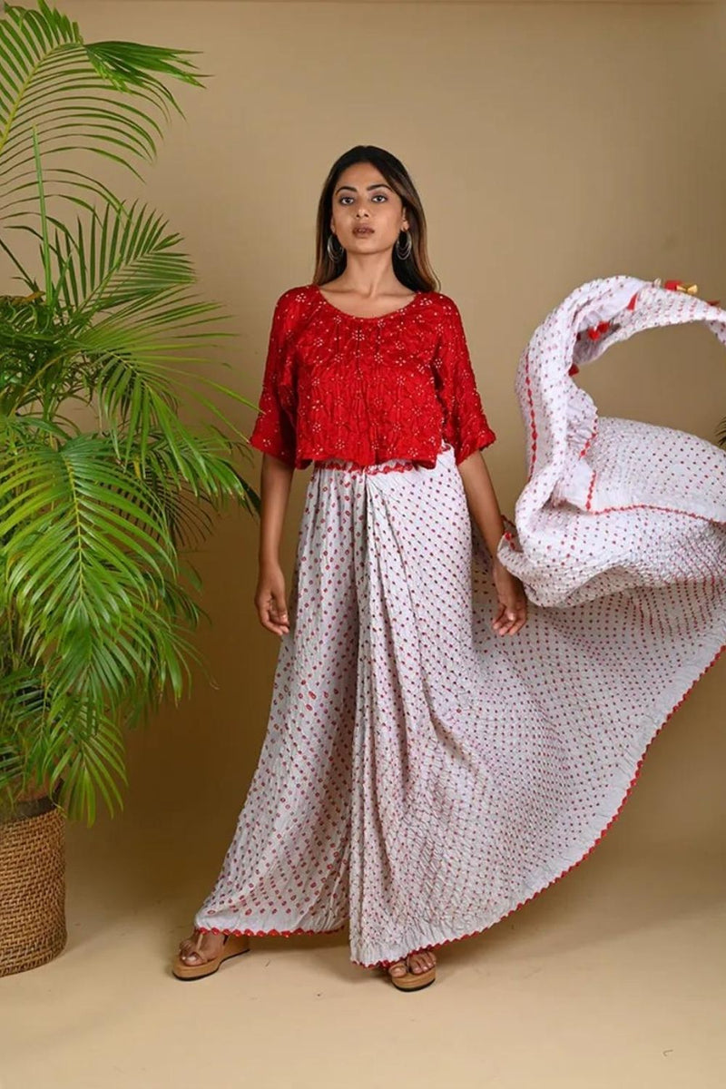 CROP TOP-RED silk by Dyelogue in red color for women Worldwide