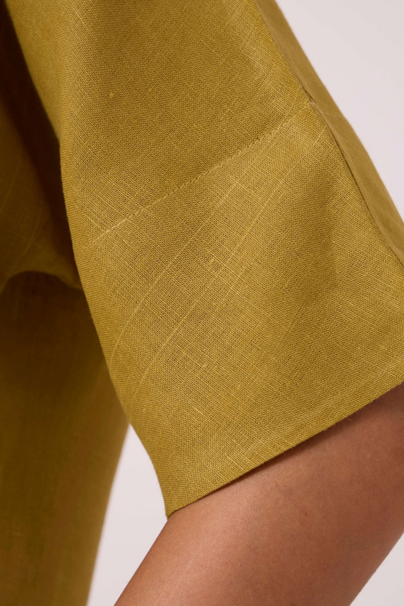 Bourne Olive Linen Top by The Summer House in olive color for women Worldwide