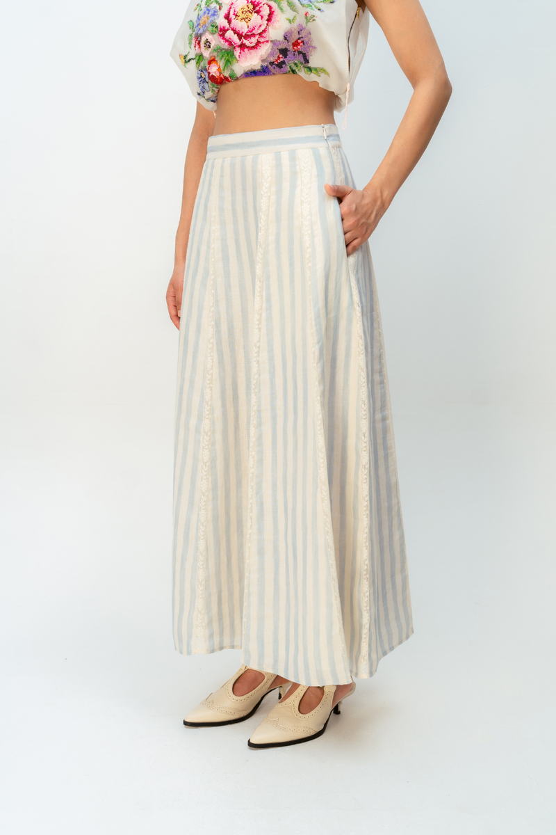 MEADOW LINE SKIRT linen skirt by Ode to Odd in blue for women Worldwide