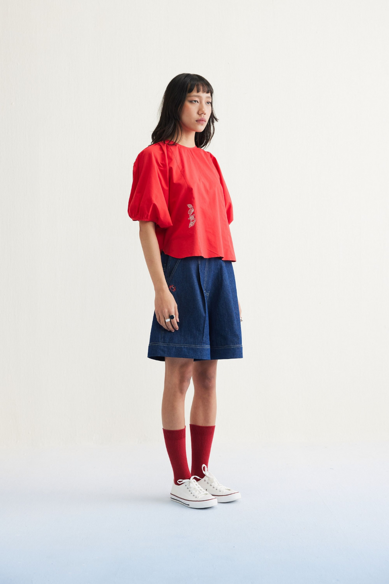Ocean Air Organic Cotton Top poplin by SUI in red color for women Worldwide