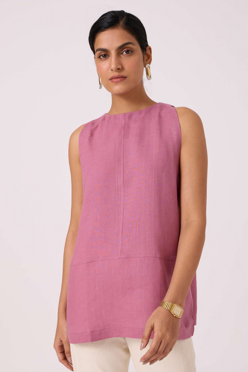 Eyre Lilac Linen Top by The Summer House in mauve color for women Worldwide