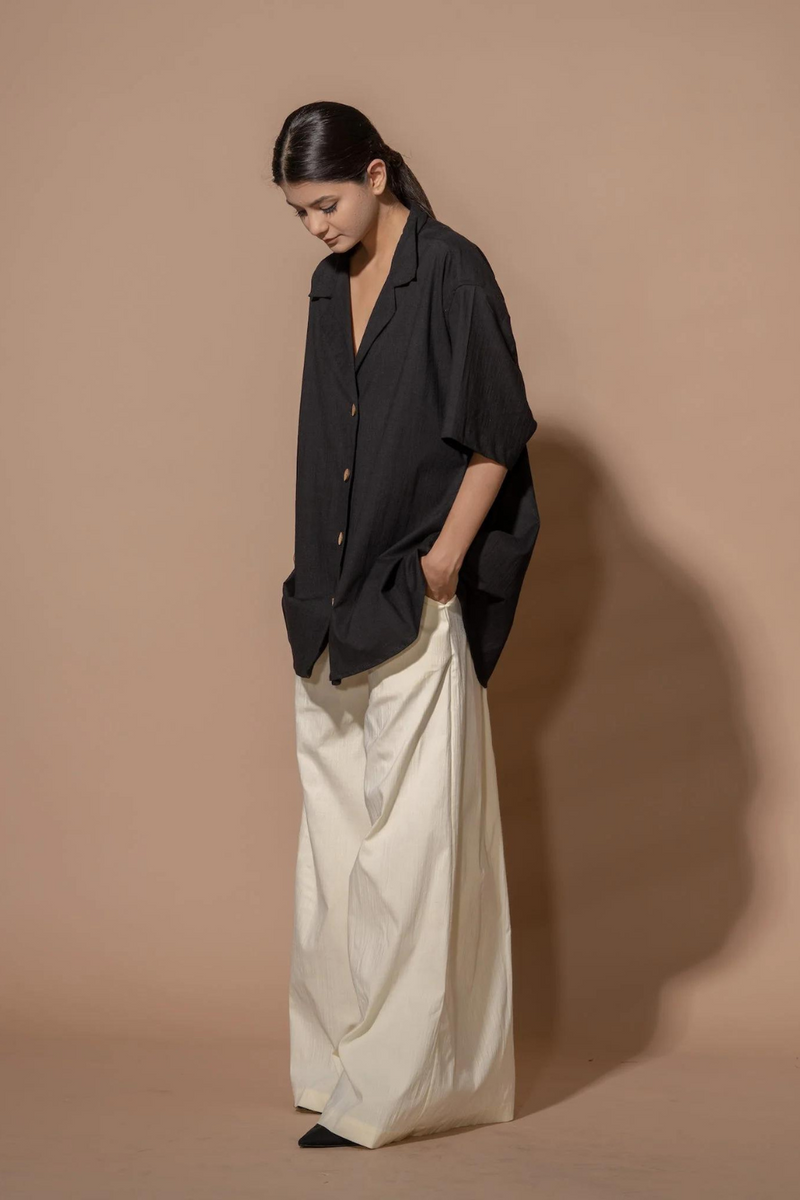 Lemongrass Shirt viscose lycra tops and shirts by Stoique in black for women Worldwide