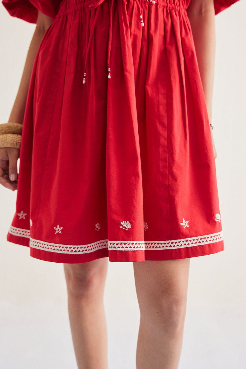 Ocean Spirit Organic Cotton Dress poplin by SUI in red color for women Worldwide