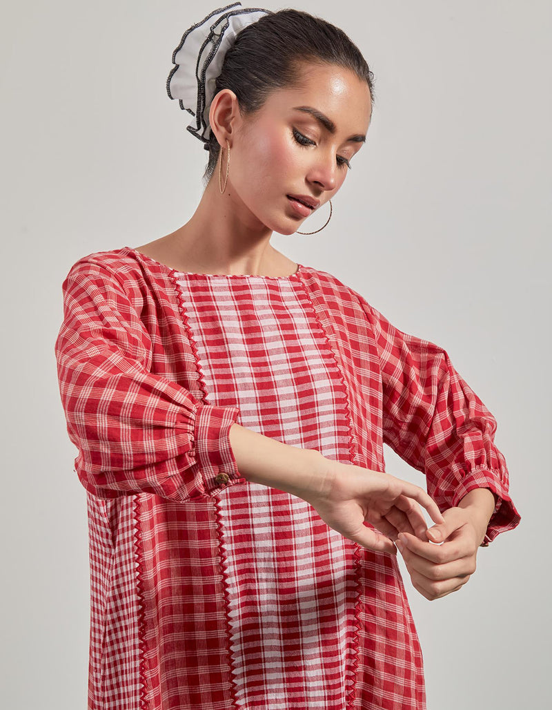 Elysian Red Dress gamcha dress by 145 East in red for women Worldwide