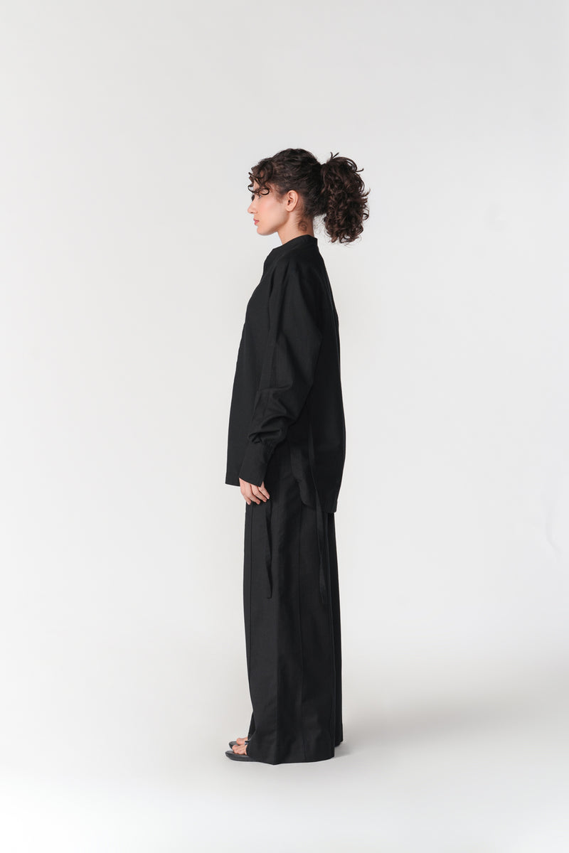 Cotton Tie-Up Top top/shirt by Turn Black in black for women Worldwide