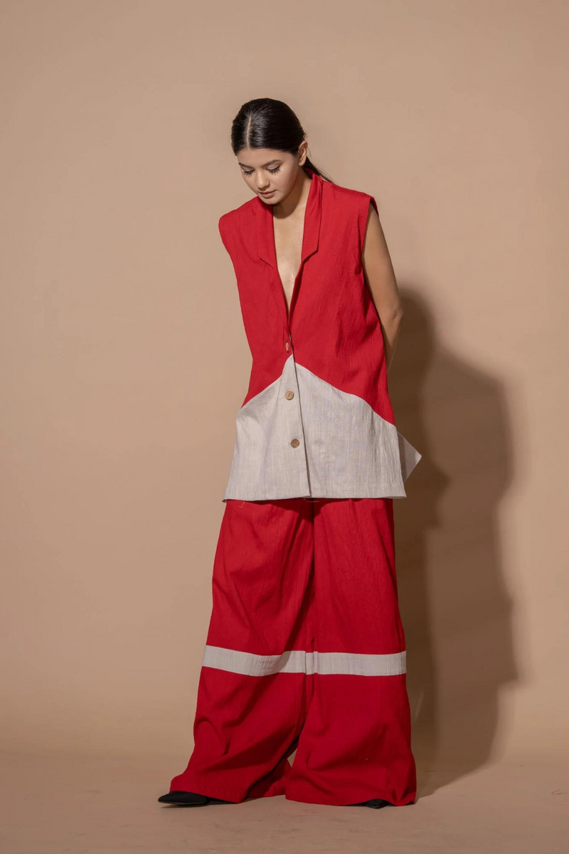 Dill Pants viscose lycra pants/trousers by Stoique in red, beige for women Worldwide