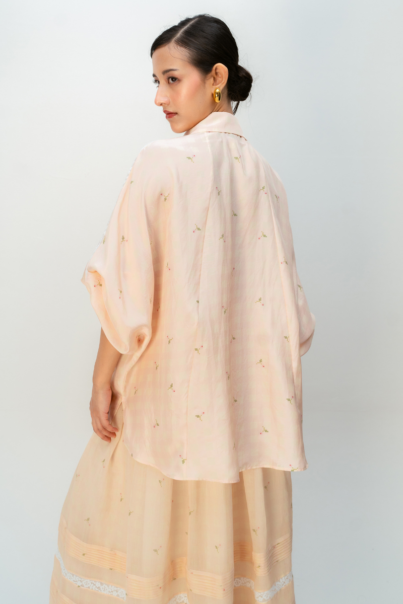 GINGHAM SPELL SHIRT silk top/shirt by Ode to Odd in blush pink for women Worldwide