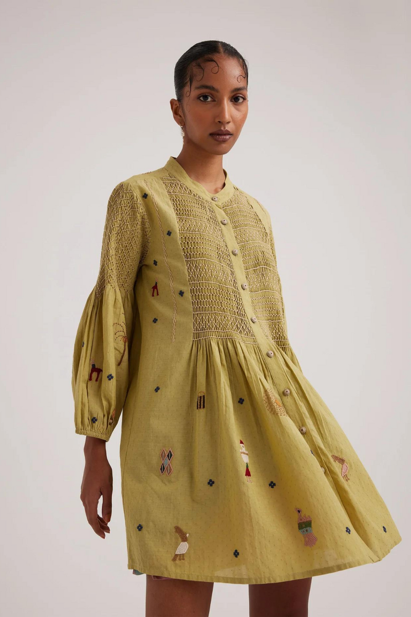 Porto Top-Folk Green cotton by CORD for women Worldwide