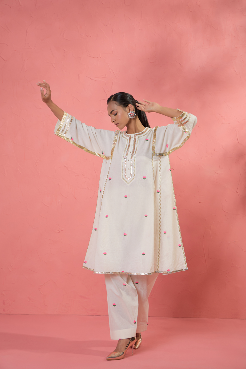 Lotus Blush Set cotton cambric light kurta set by AAVIDI in multicolor for women Worldwide