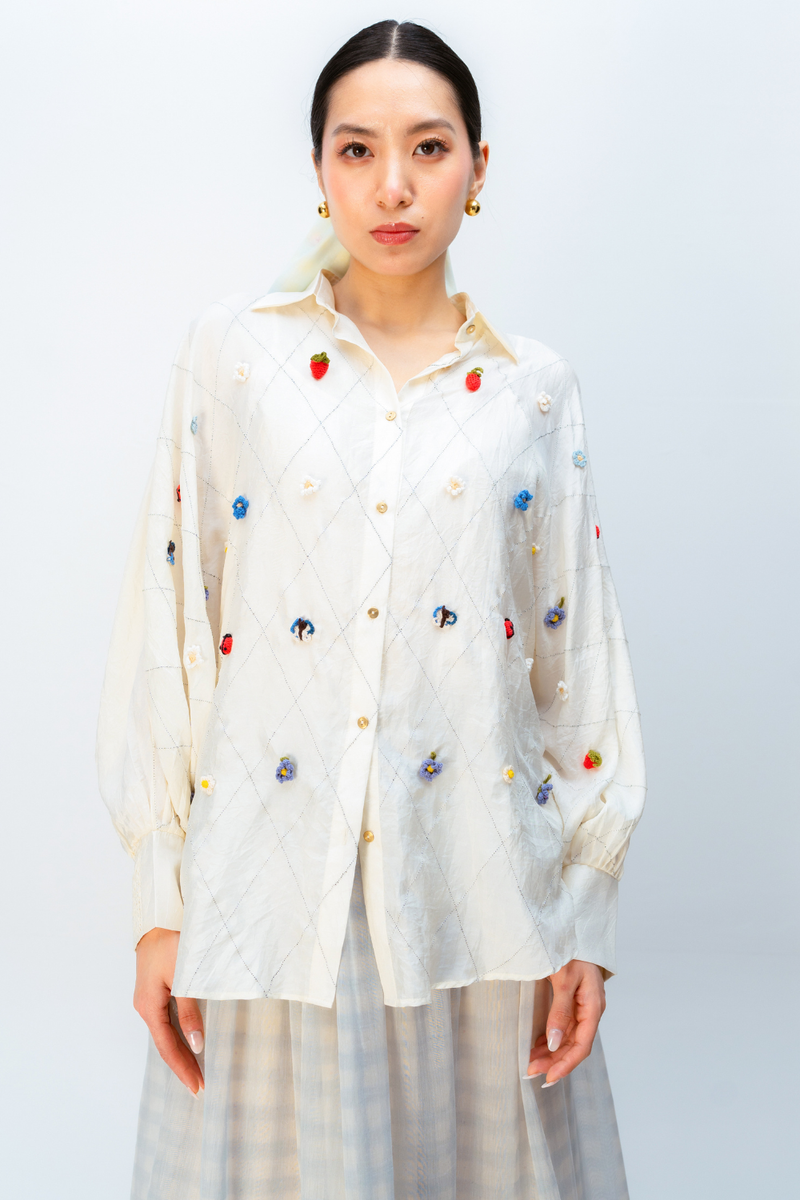 DREAMCORE SHIRT silk top/shirt by Ode to Odd in off white for women Worldwide