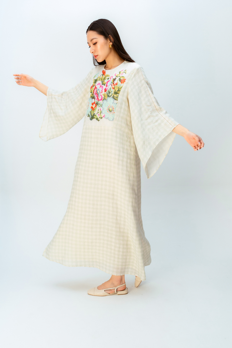 MISTED GARDEN DRESS linen dress by Ode to Odd in green for women Worldwide