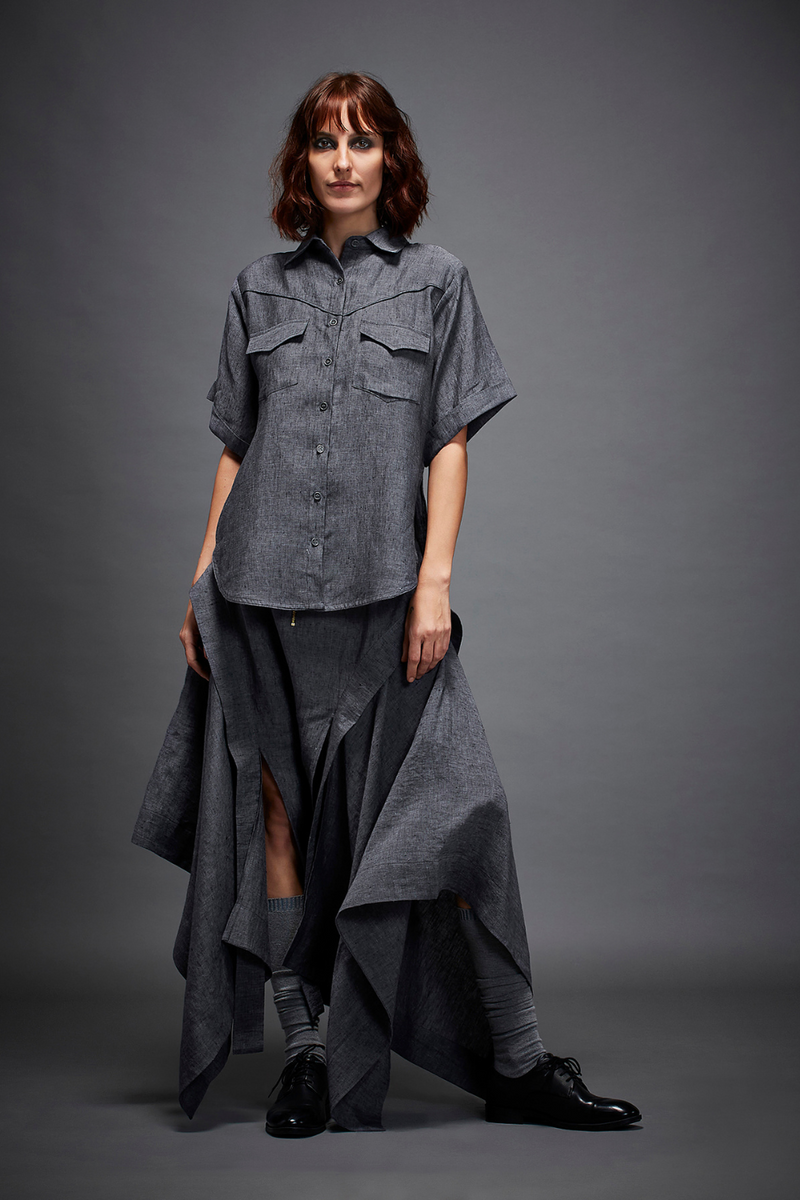 NADIA SHIRT by Chola in grey color for women Worldwide