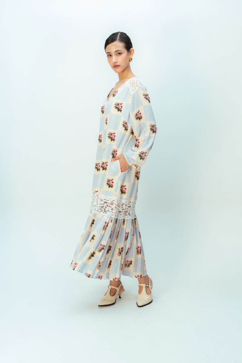 MOONLIT GROVE DRESS crepe dress by Ode to Odd in blue for women Worldwide