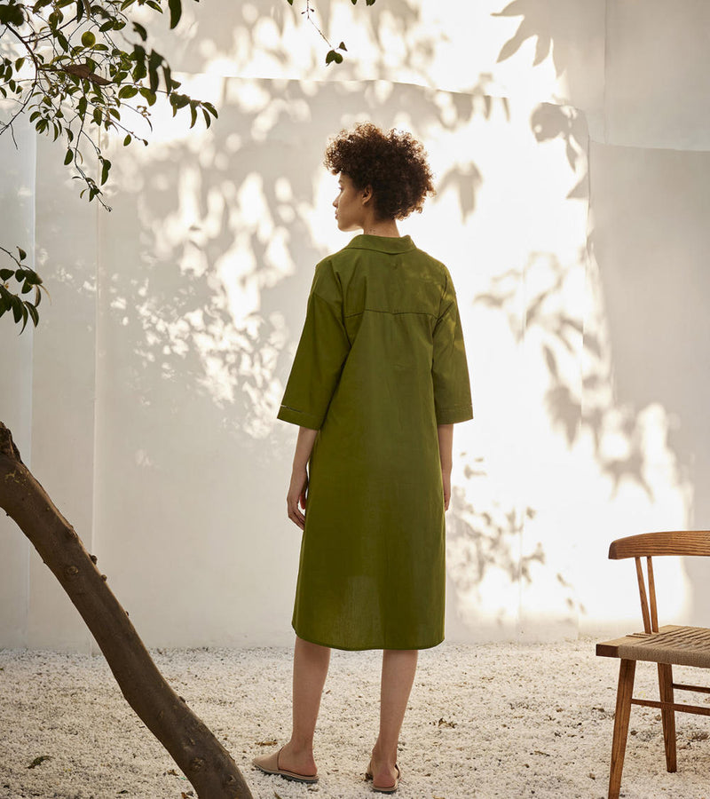 Spring shirt dress Dress by Khara Kapas in green for women Worldwide