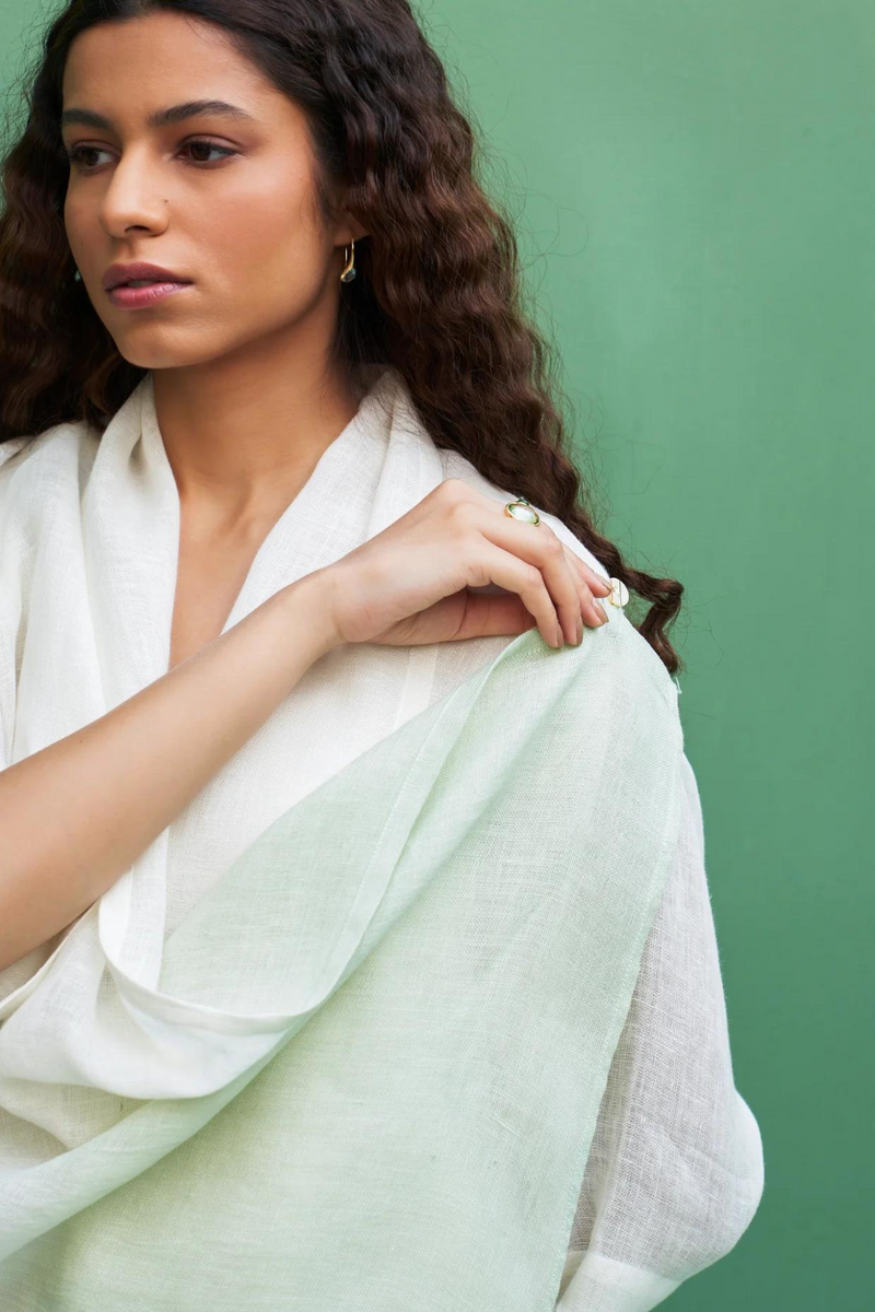 Jin Linen Dress With Overlay
 - Ivory linen by Manan in ivory color for women Worldwide