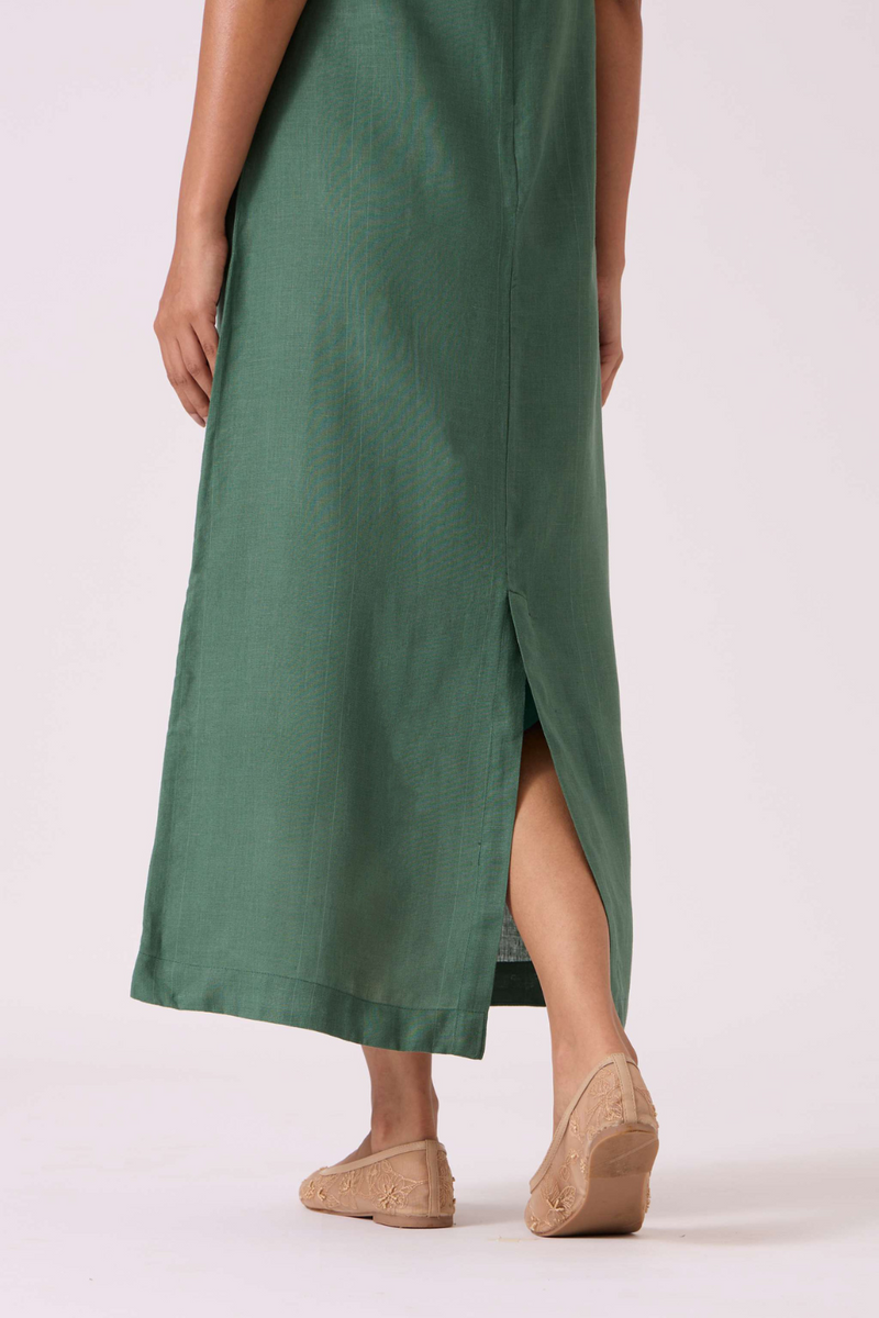Pierre Green Linen Dress linen by The Summer House for women Worldwide