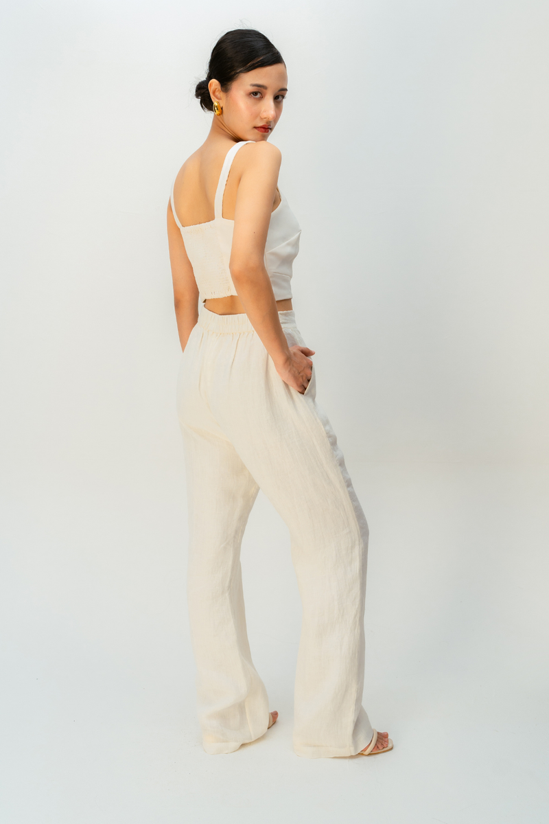 SOFT SAND TROUSER linen pant/trouser by Ode to Odd in off white for women Worldwide