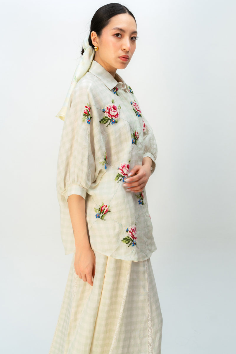 MORNING DUST SHIRT linen top/shirt by Ode to Odd in green for women Worldwide