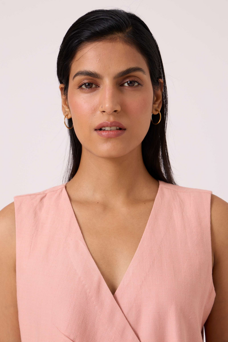 Karenin Pink Handwoven Top cotton by The Summer House in pink color for women Worldwide