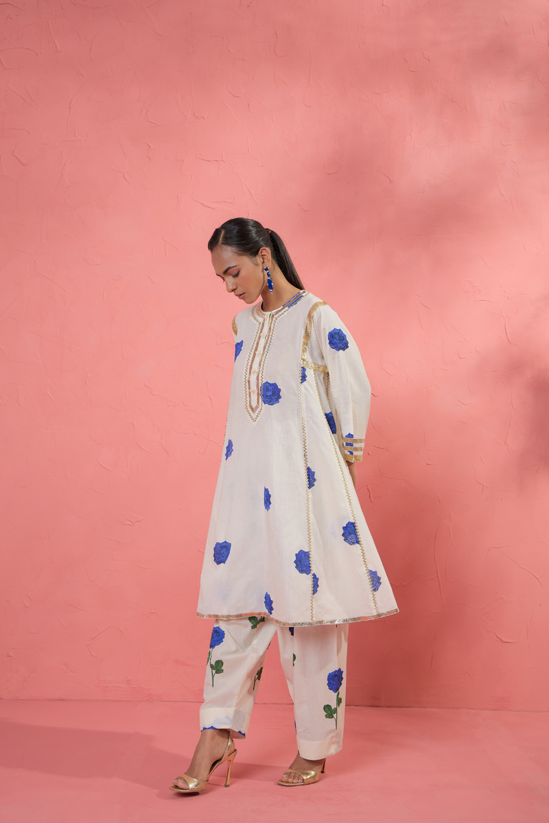 Fi Rose Gota Set cotton cambric light kurta set by AAVIDI in multicolor for women Worldwide