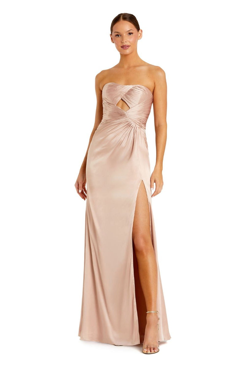 68837-Pink Strapless Charmeuse Wrap Gown With Cutout Detail satin by Mac Duggal for women Worldwide