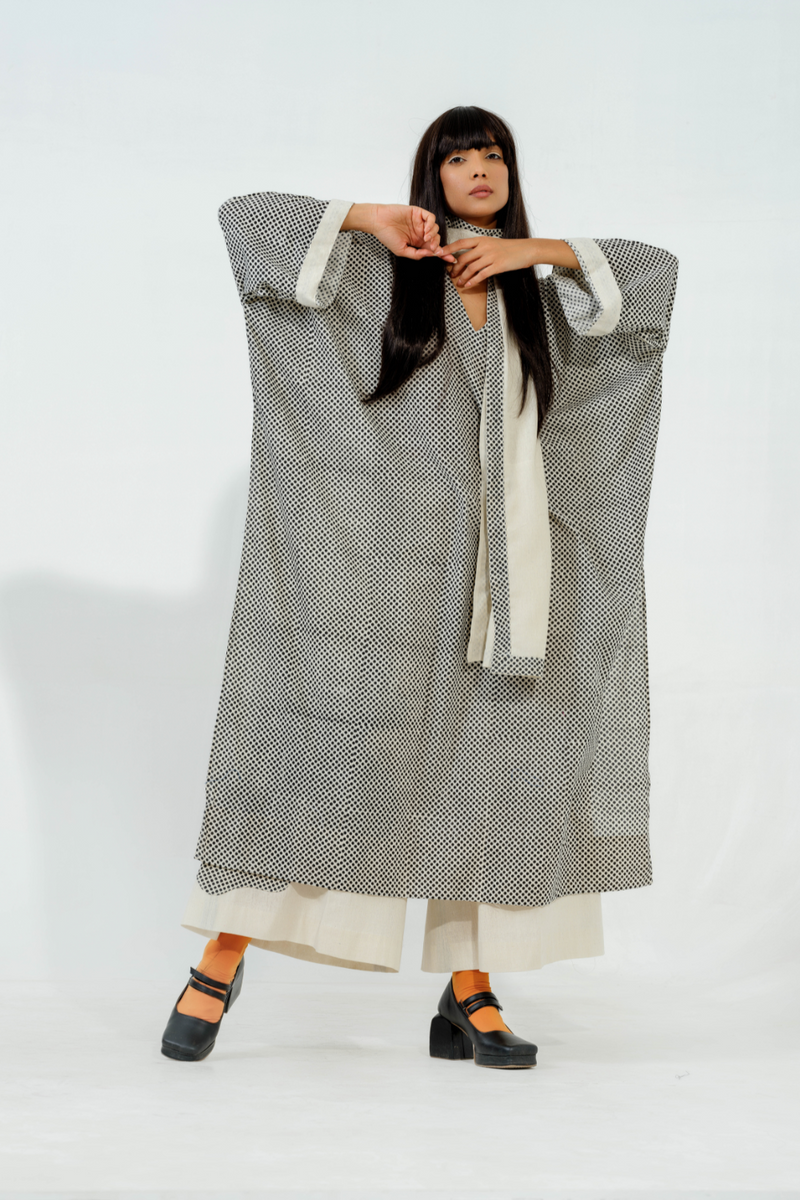Moringa Dress cotton muslin dresses by Stoique in natural, black for women Worldwide
